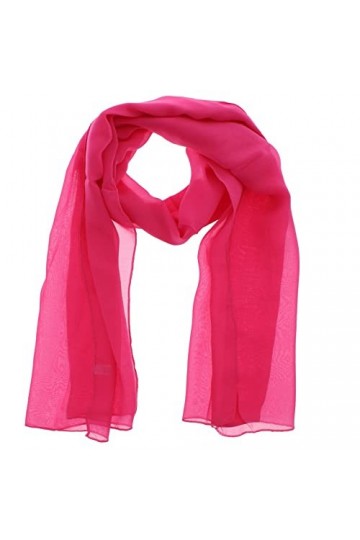 Foulard uni en mousseline de soie pour femme 180 x 80 cm - Rose - taille unique
