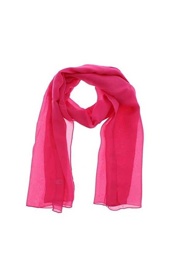 Foulard uni en mousseline de soie pour femme 180 x 80 cm - Rose - taille unique
