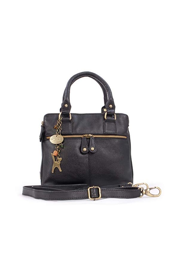 CATWALK COLLECTION - Cuir Vintage - Sac porté épaule avec Bandoulière réglable et détachable/Besace/Sac à Main/Sac Porté Croi