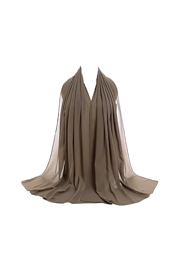OgLuxe Écharpe en mousseline de soie douce et respirante pour femme, café, taille unique