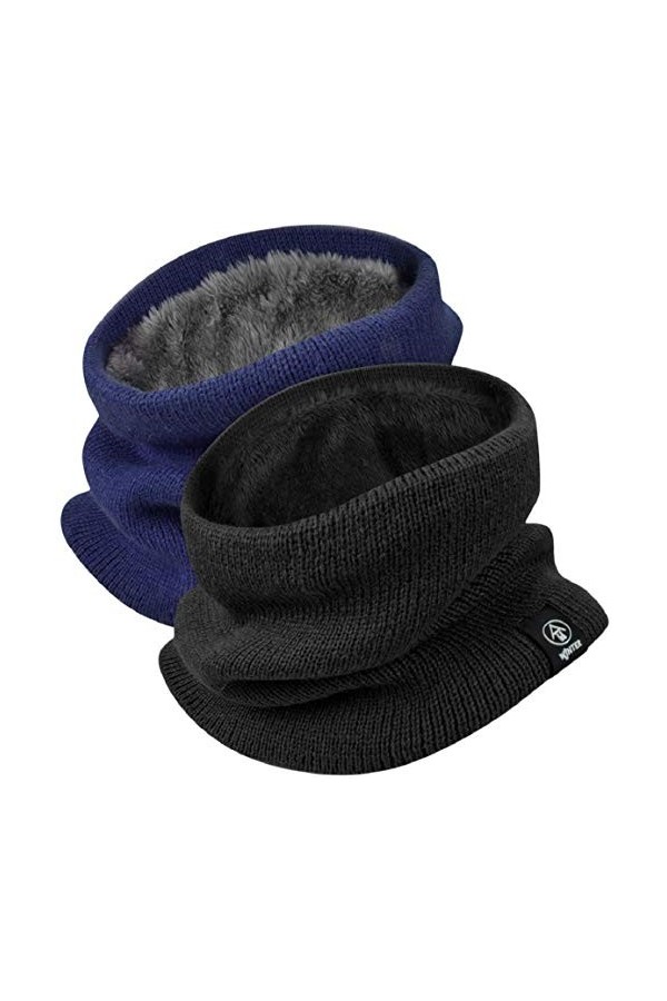 Yuson Girl Hiver Col Écharpe Femme et Homme Tour de Cou Chaud Tricot Foulard avec Doublé Polaire Cache-Col Epaisse Écharpe Tu