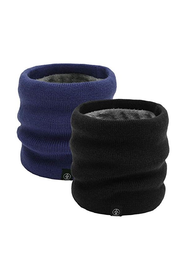 Yuson Girl Hiver Col Écharpe Femme et Homme Tour de Cou Chaud Tricot Foulard avec Doublé Polaire Cache-Col Epaisse Écharpe Tu