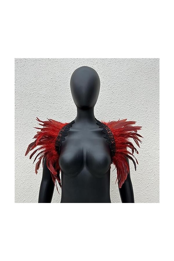 JAWSEU Femme Châle Étole En Plumes Cape Femmes Plume Haussement Châle Cape Châle Étole En Plumes Gothique Épaulettes de Costu