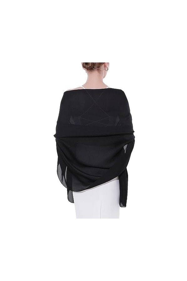 SWAT PANY Étole Châle Pashmina Femme Foulard Robe de soirée Noir Écharpe de couleur Unie Étole Femme