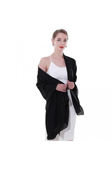 SWAT PANY Étole Châle Pashmina Femme Foulard Robe de soirée Noir Écharpe de couleur Unie Étole Femme