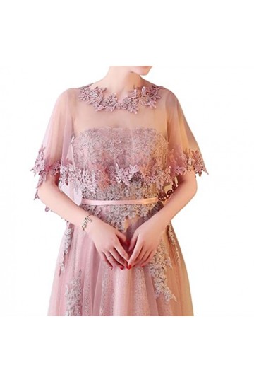 Lifup Femme Étole Châle Elégant Foulard Écharpe Cape Douce Rétro Étole pour Robe De Soirée Mariage Mariée Cérémonie Rose clai
