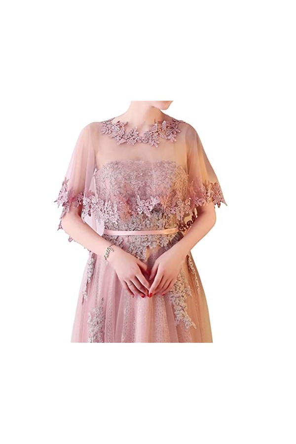 Lifup Femme Étole Châle Elégant Foulard Écharpe Cape Douce Rétro Étole pour Robe De Soirée Mariage Mariée Cérémonie Rose clai