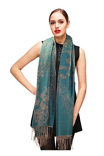 Shmily Girl Femme Élégantes Doubles Côtés Floral Pashmina sensation Wrap écharpe étole châle