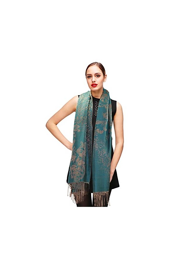 Shmily Girl Femme Élégantes Doubles Côtés Floral Pashmina sensation Wrap écharpe étole châle