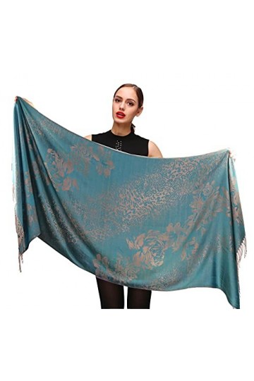 Shmily Girl Femme Élégantes Doubles Côtés Floral Pashmina sensation Wrap écharpe étole châle