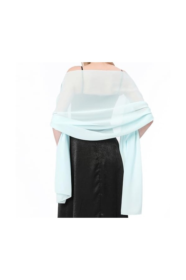 Stola Foulard en mousseline de soie pour femme Étole festive pour robe de soirée ou robe de mariée Écharpe de mariage, bleu c