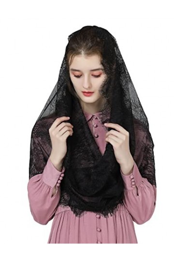 BEAUTELICATE Voile Déglise Mantille Catholique Foulard Écharpe En Dentelle Pour Femme Messe Latin Prier Ceremonie Mariage Fo