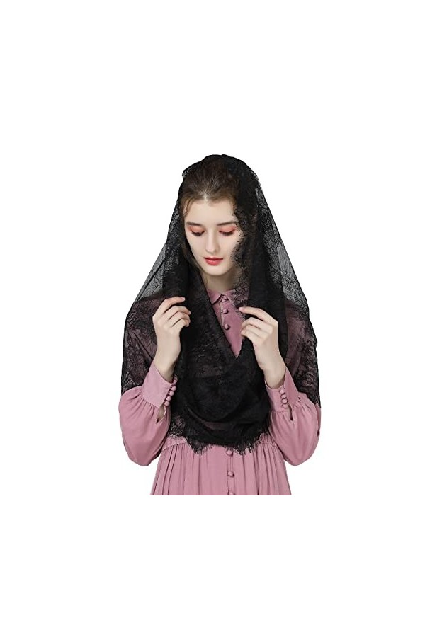 BEAUTELICATE Voile Déglise Mantille Catholique Foulard Écharpe En Dentelle Pour Femme Messe Latin Prier Ceremonie Mariage Fo