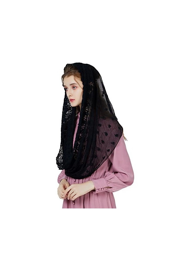 BEAUTELICATE Voile Déglise Mantille Catholique Foulard Écharpe En Dentelle Pour Femme Messe Latin Prier Ceremonie Mariage Ta