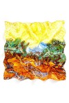prettystern Femme Bandana Foulard de Soie 50cm carré peinture imprimé Vincent van Gogh Oliviers au ciel jaune P192