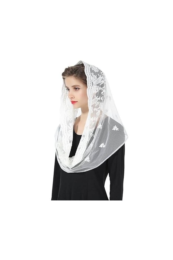 BEAUTELICATE Voile Déglise Mantille Catholique Foulard Écharpe En Dentelle Pour Femme Messe Latin Prier Ceremonie Mariage Bl