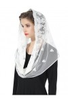 BEAUTELICATE Voile Déglise Mantille Catholique Foulard Écharpe En Dentelle Pour Femme Messe Latin Prier Ceremonie Mariage Bl