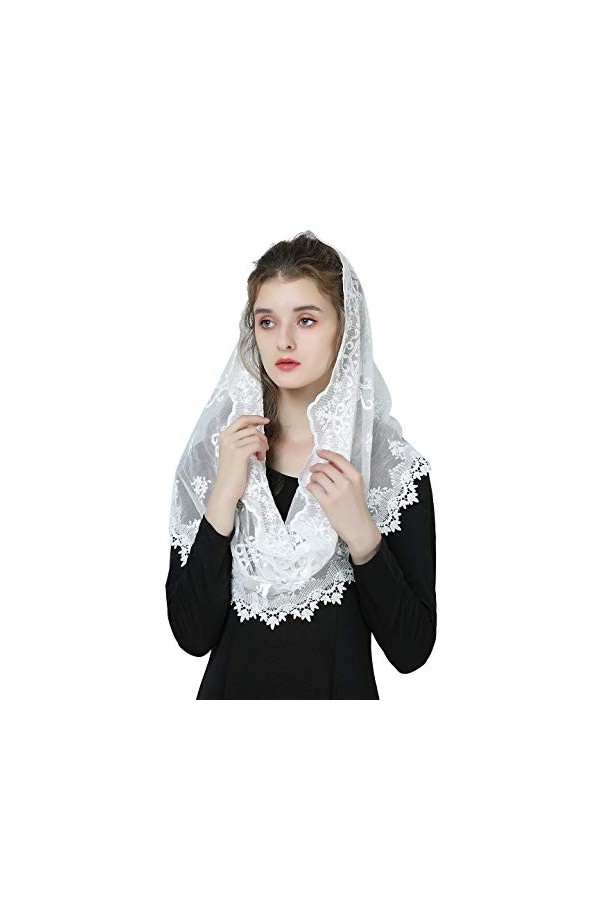 BEAUTELICATE Voile Déglise Mantille Catholique Foulard Écharpe En Dentelle Pour Femme Messe Latin Prier Ceremonie Mariage Ta