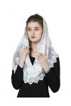 BEAUTELICATE Voile Déglise Mantille Catholique Foulard Écharpe En Dentelle Pour Femme Messe Latin Prier Ceremonie Mariage Ta