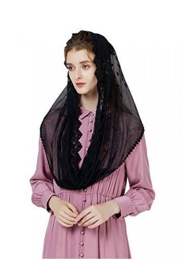 BEAUTELICATE Voile Déglise Mantille Catholique Foulard Écharpe En Dentelle Pour Femme Messe Latin Prier Ceremonie Mariage Ta