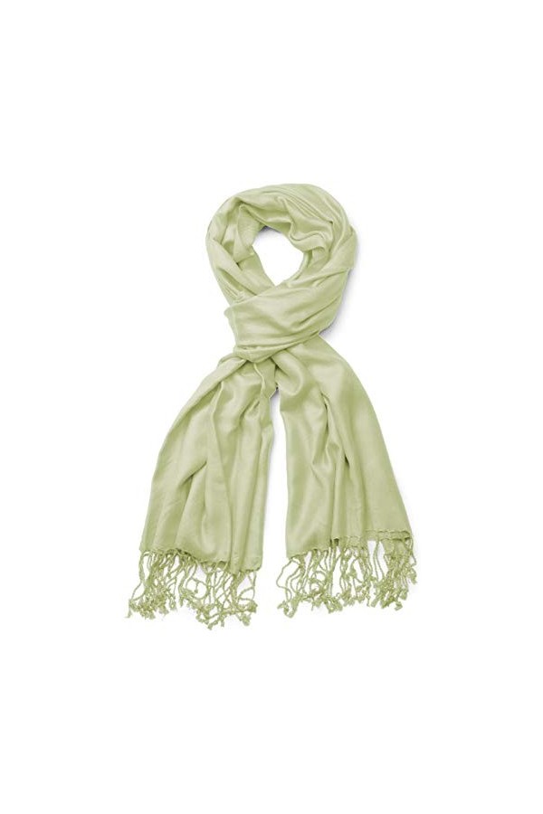 styleBREAKER Châle doux, étole à franges dans différentes couleurs, unisexe 01012035, couleur:Tilleul