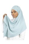 Hijab à enfiler avec bonnet à nouer en soie de médine Luxueux pour femme musulmane voilée HE700 Vert pastel 