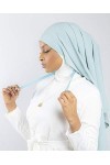 Hijab à enfiler avec bonnet à nouer en soie de médine Luxueux pour femme musulmane voilée HE700 Vert pastel 
