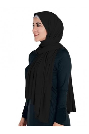Lina & Lily Hijab Femme Foulard Écharpe Turban Châle Islamique, Tissu en Jersey Premium 180cm X 80cm Noir 