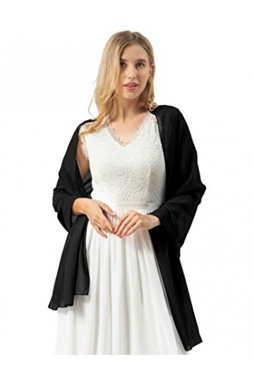 Bridesmay Femme écharpe Châle Foulard Etole Pashmina en Mousseline unicolore pour Robe de Soirée Mariage Mariée Cérémonie Coc