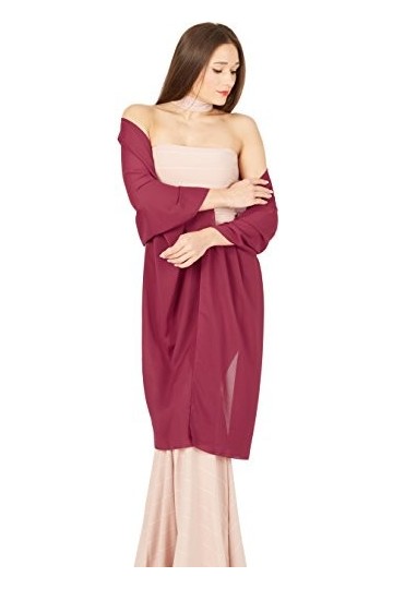 BlackButterfly Etole Châle Wrap En Mousseline De Soie Pour Mariage, Bal De Promo, Soirée Bordeau, Taille unique 