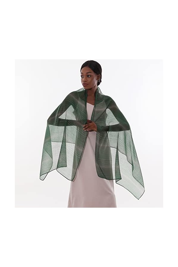 Foulard Echarpe Etole Femme Mariage Vert Écharpe Pashmina Fil Argenté Châle pour Robe de Soirée