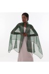 Foulard Echarpe Etole Femme Mariage Vert Écharpe Pashmina Fil Argenté Châle pour Robe de Soirée