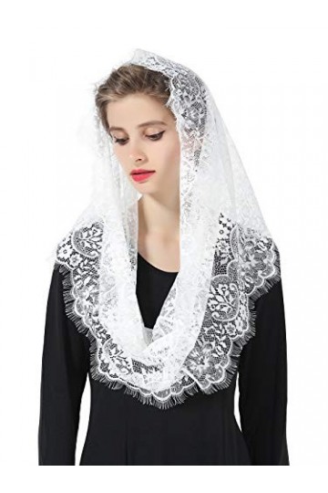 BEAUTELICATE Voile déglise Chapelle Femme Tête Mantille En Dentelle Catholique Messe Latin Étole Écharpe de Mariage Mariée B