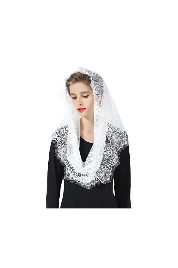 BEAUTELICATE Voile déglise Chapelle Femme Tête Mantille En Dentelle Catholique Messe Latin Étole Écharpe de Mariage Mariée B