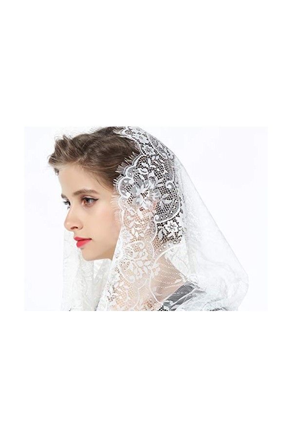 BEAUTELICATE Voile déglise Chapelle Femme Tête Mantille En Dentelle Catholique Messe Latin Étole Écharpe de Mariage Mariée B