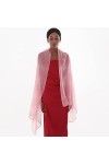 Foulard Echarpe Etole Femme Mariage Rose Écharpe Pashmina Fil Argenté Châle pour Robe de Soirée
