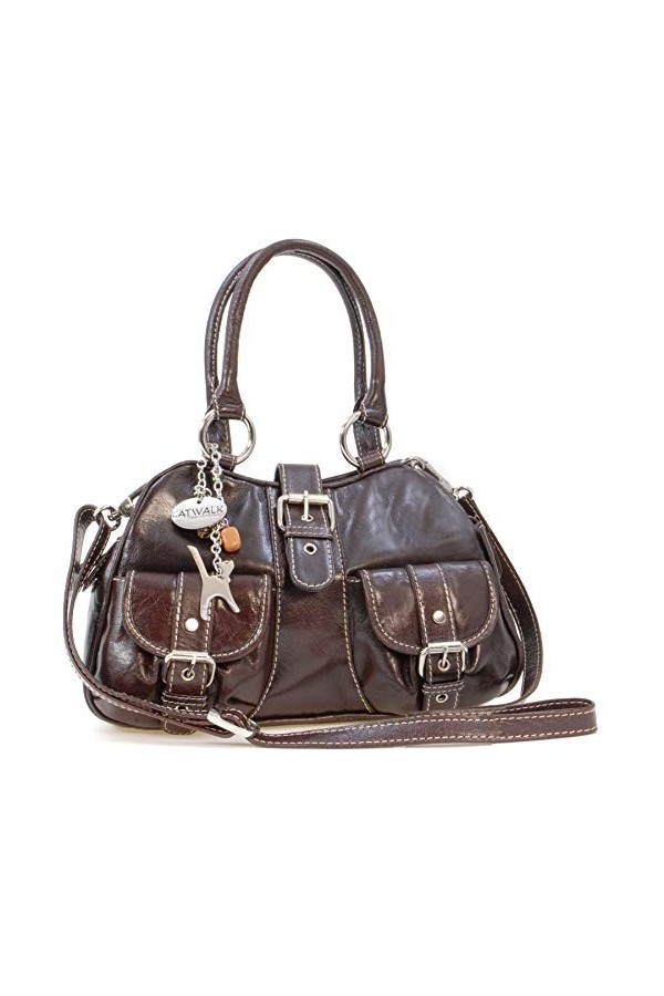 Catwalk Collection Handbags - Cuir Véritable - Sac à Main/Sac Porté Main avec Bandoulière réglable et détachable/Besace/Sac P