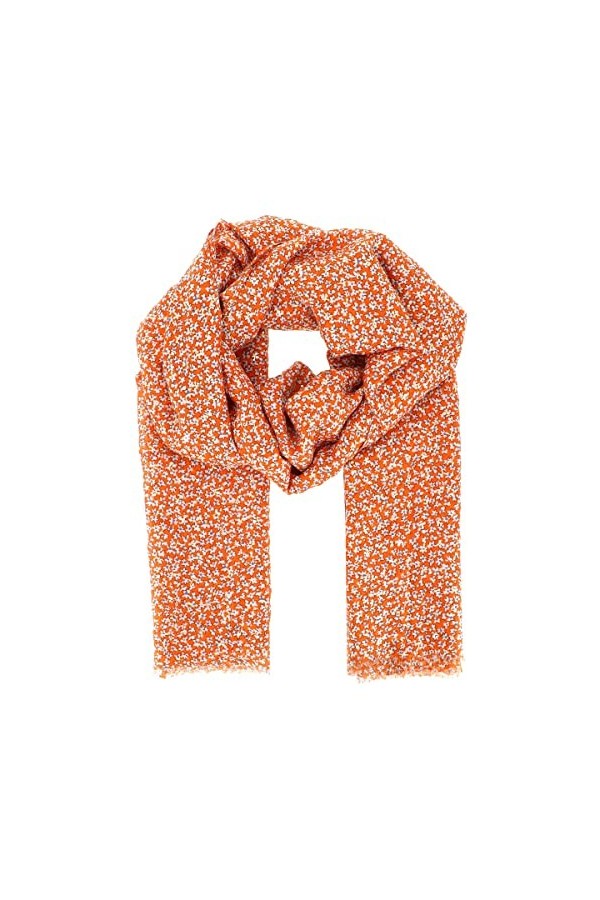 Foulard Femme Fleuri Vert et Doré 50% Coton et Viscose - Foulard Mariage Liberty et Brillant Léger Long et Rectangulaire 180c