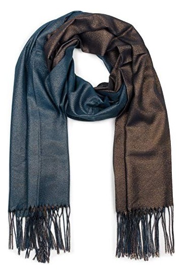 styleBREAKER Foulard à paillettes pour dames en optique noble 2 faces avec franges, 2 couleurs, foulard réversible, étole mul