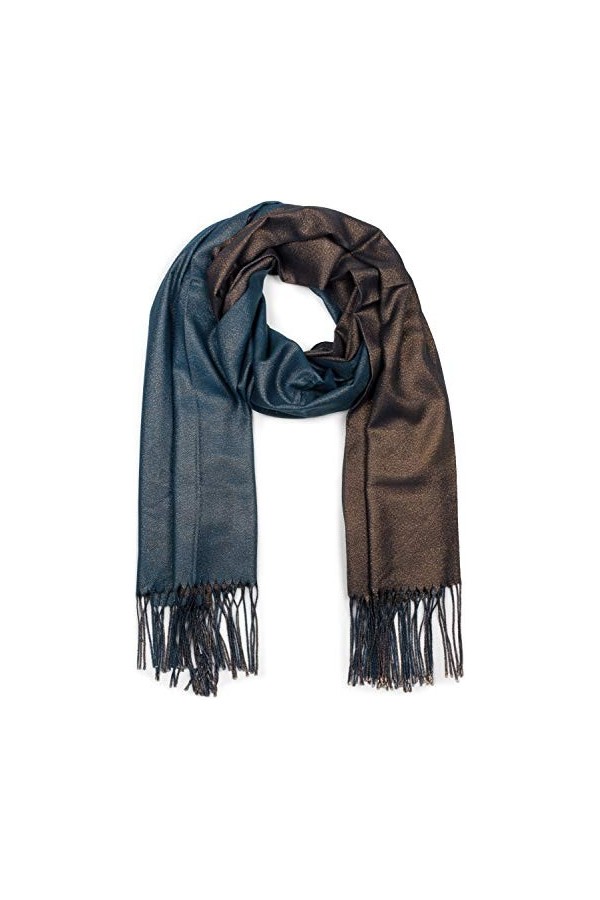 styleBREAKER Foulard à paillettes pour dames en optique noble 2 faces avec franges, 2 couleurs, foulard réversible, étole mul