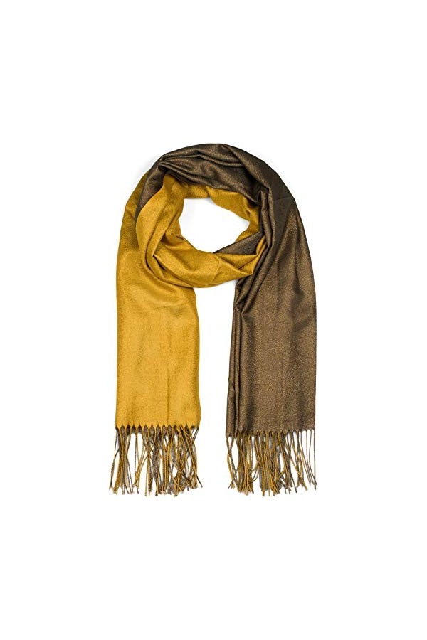 styleBREAKER Foulard à paillettes pour dames en optique noble 2 faces avec franges, 2 couleurs, foulard réversible, étole mul