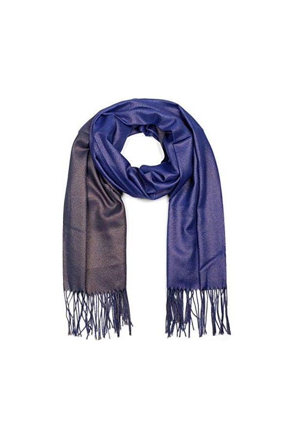 styleBREAKER Foulard à paillettes pour dames en optique noble 2 faces avec franges, 2 couleurs, foulard réversible, étole mul