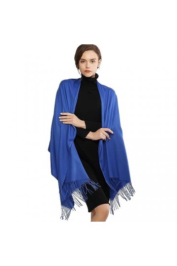 RIIQIICHY Cachemire Hiver Chaud Écharpe Pashmina Châle Wrap Pour Femmes et Hommes Bleu Longues Grandes Écharpes Douces,Bleu,L