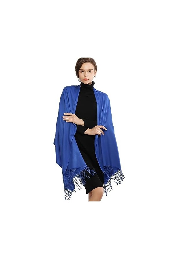 RIIQIICHY Cachemire Hiver Chaud Écharpe Pashmina Châle Wrap Pour Femmes et Hommes Bleu Longues Grandes Écharpes Douces,Bleu,L