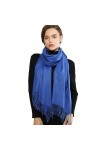 RIIQIICHY Cachemire Hiver Chaud Écharpe Pashmina Châle Wrap Pour Femmes et Hommes Bleu Longues Grandes Écharpes Douces,Bleu,L