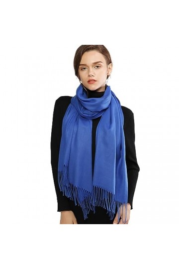 RIIQIICHY Cachemire Hiver Chaud Écharpe Pashmina Châle Wrap Pour Femmes et Hommes Bleu Longues Grandes Écharpes Douces,Bleu,L