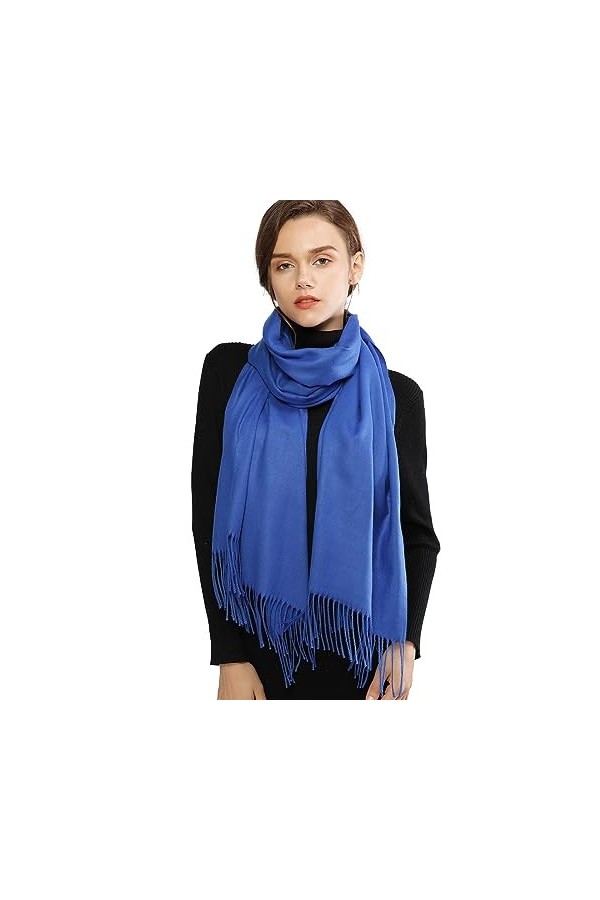 RIIQIICHY Cachemire Hiver Chaud Écharpe Pashmina Châle Wrap Pour Femmes et Hommes Bleu Longues Grandes Écharpes Douces,Bleu,L