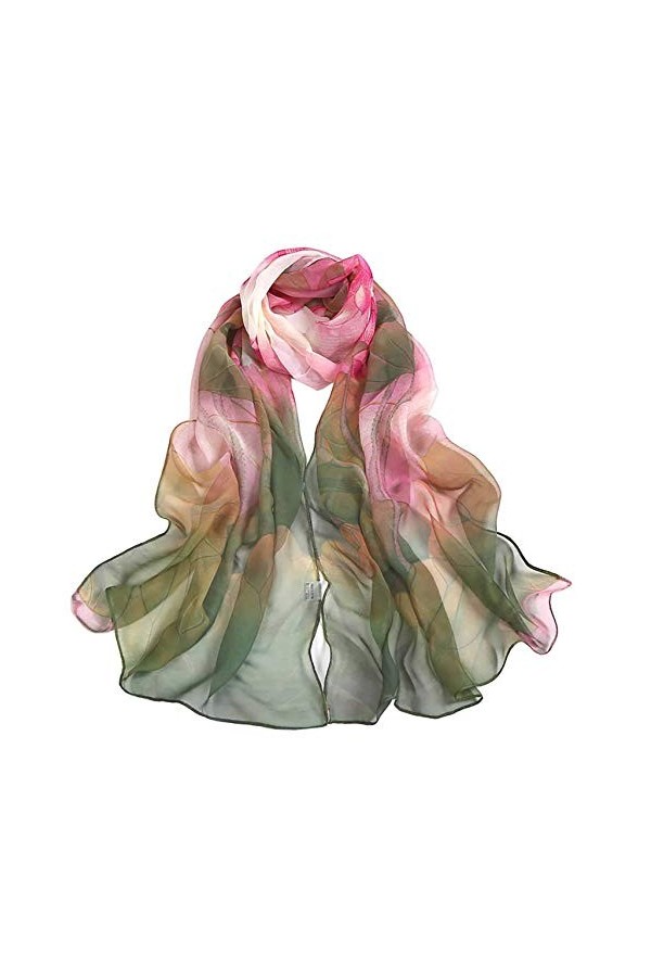 Acotavie Écharpe légère tendance pour femme - Motif floral, C08