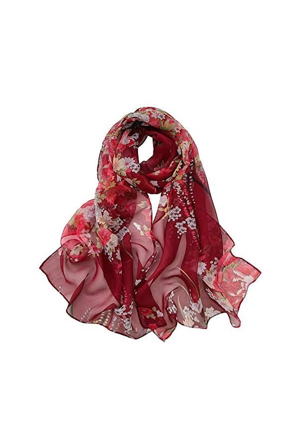 Acotavie Écharpe légère tendance pour femme - Motif floral, C08