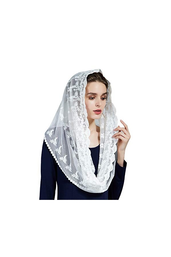 BEAUTELICATE Voile Déglise Mantille Catholique Foulard L’écharpe En Dentelle Pour Messe Latin Prier Ceremonie Mariage V108 B